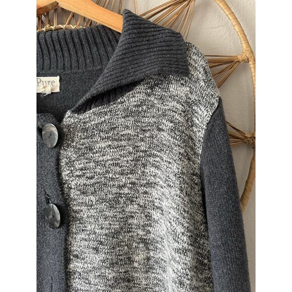 PURE Knits Handknit Lagenlook Artsy Long Sweater Cardigan Pearl Big Buttons Sz L - Picture 5 of 13